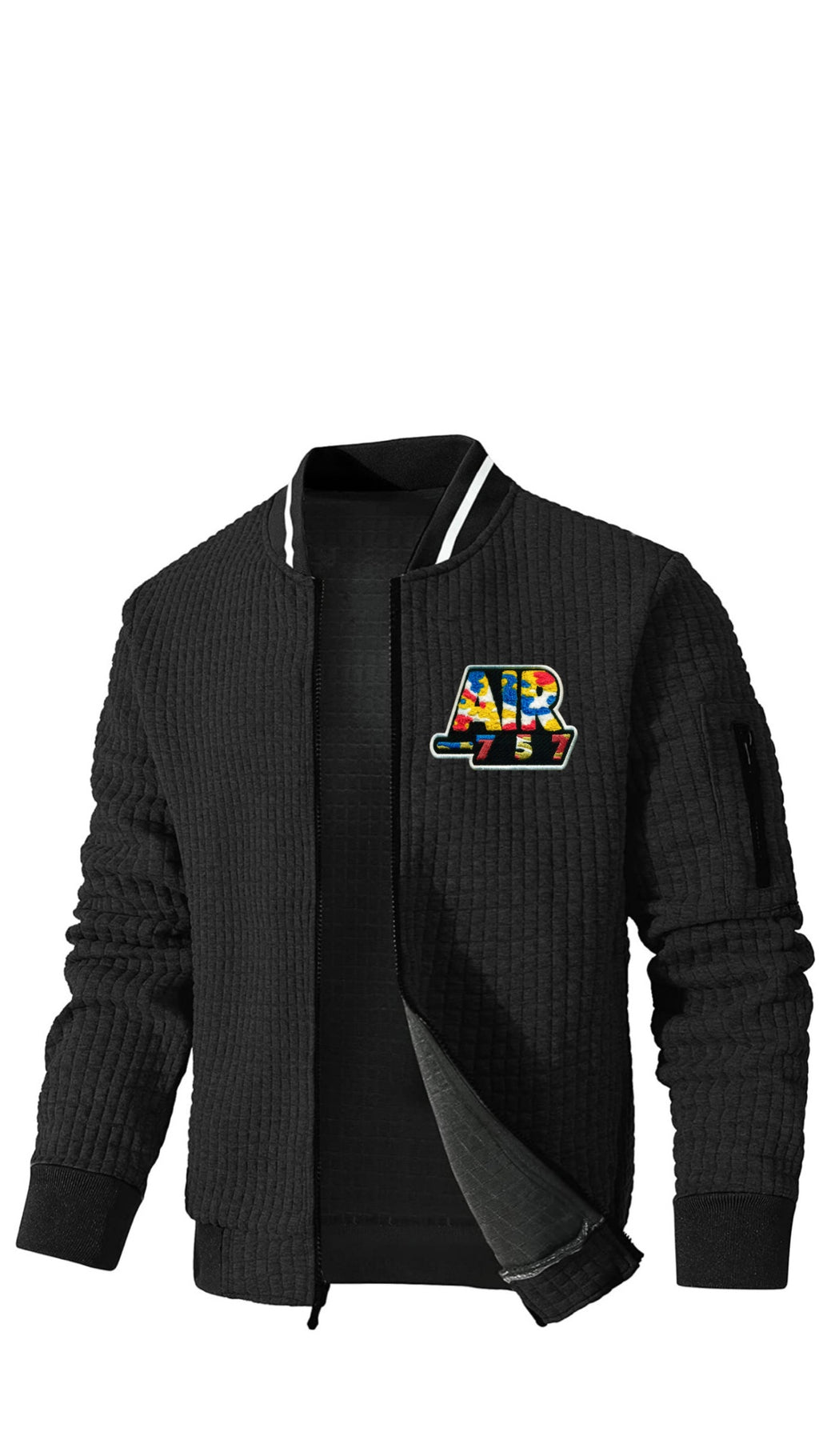 Black Waffle Bomber Jacket